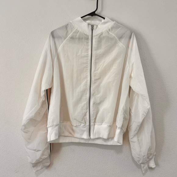 Revolve Tennis Club Athleisure White Zip Up Jacket Pink Green Stripe Size XL - Picture 4 of 16